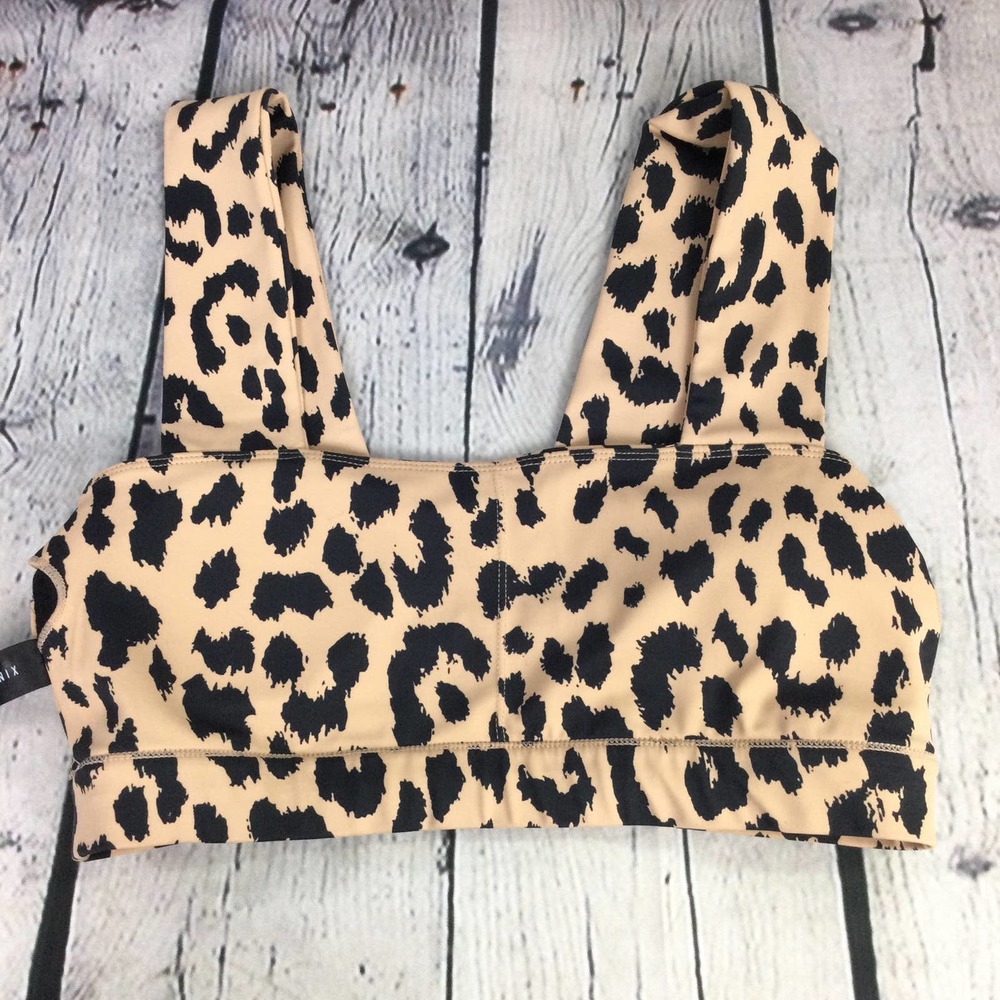 Allfenix Tan Animal Print Wide Strap Polyester Blend Sports Bra Women's Size L - Picture 8 of 14
